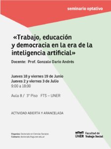 Seminario optativo: Trabajo, educación y democracia en la era de la inteligencia artificial  
